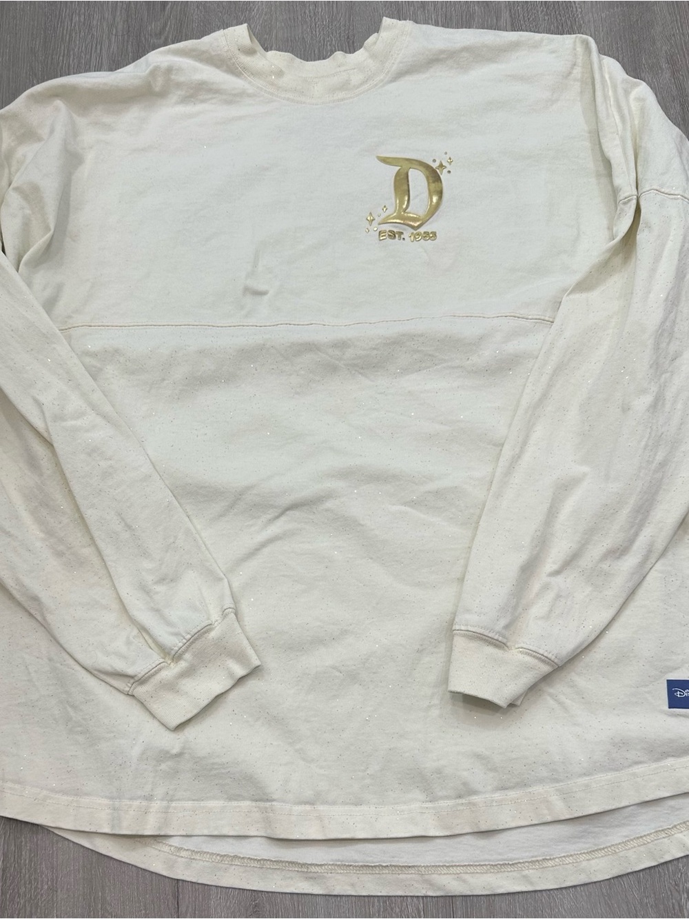 Disney Cream Long Sleeve Tee with Gold 'D' Logo